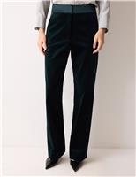 Velvet Satin Trim Straight Leg Trousers