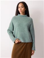 Wool Rich Textured High Neck Jumper