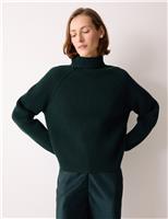 Pure Wool Ribbed Roll Neck Jumper