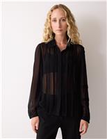 Georgette Collared Pintuck Shirt