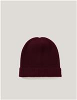 Pure Cashmere Rib Beanie Hat