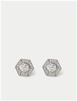 Sterling Silver Hexagon Stud Earrings