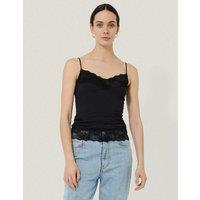 Jigsaw Modal Rich V-Neck Lace Vest Black