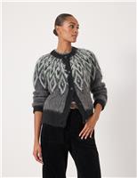 Fair Isle Button Through Cardigan with Mohair