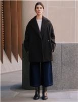 Faux Shearling Oversized Double Breasted Boyfriend Coat