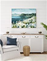 Gallery Home Wild Daisy Bay Rectangle Framed Canvas Blue Mix