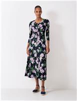 Jersey Floral Twist Front Midaxi Dress