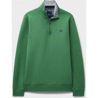 Crew Clothing Cotton Rich Half Zip Sweatshirt Emerald