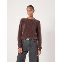 HUSH Pure Cashmere Brushed Jumper Chocolate