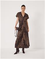 Animal Print V-Neck Maxi Tea Dress