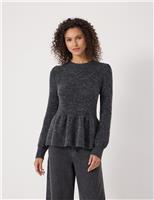 Wool Alpaca Blend Peplum Top