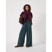 HUSH Elasticated Waist Wide Leg Trousers Teal Green