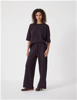 Textured Wide Leg Trousers