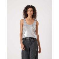 HUSH Metallic Scoop Neck Vest Silver Mix