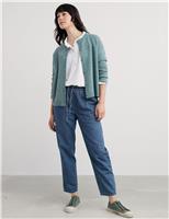 Seasalt Cornwall Cotton Rich Drawstring Joggers with Linen Blue