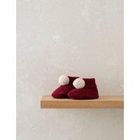 Mamas & Papas Pom Pom Booties (0-12 Mths) Red