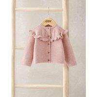 Mamas & Papas Knitted Frill Trim Cardigan (0-12 Mths) Pink