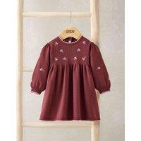 Mamas & Papas Pure Cotton Floral Embroidered Knitted Dress (0 Mths-3 Yrs) Red