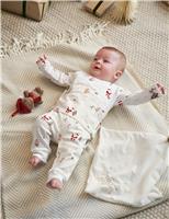 Pure Cotton Christmas Sleepsuit (0-12 Mths)