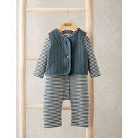 Mamas & Papas 2pc Cotton Rich Gilet & Romper Set (0-12 Mths) Blue