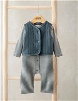 2pc Cotton Rich Gilet & Romper Set (0-12 Mths)
