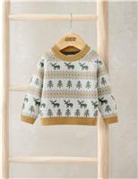 Moose Fairisle Knitted Jumper with Wool (0 Mths-3 Yrs)