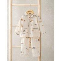 Mamas & Papas Pure Cotton Transport Print Pyjamas (3 Mths-3 Yrs) Stone