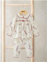 Pure Cotton Mistletoe Print Christmas Pyjamas (0 Mths-3 Yrs)