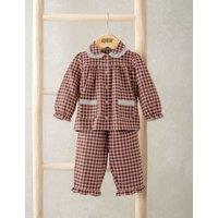 Mamas & Papas Pure Cotton Gingham Pyjamas (3 Mths-3 Yrs) Burgundy