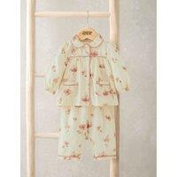 Mamas & Papas Pure Cotton Floral Print Pyjamas Cream