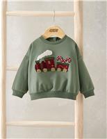 Pure Cotton Train Christmas Sweatshirt (0 Mths-3 Yrs)