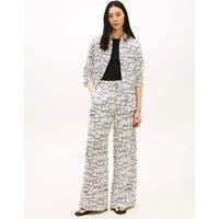 Tommy Hilfiger Pure Linen Elasticated Waist Wide Leg Trousers Grey Mix