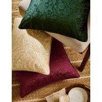 William Morris At Home Velvet Strawberry Thief Cushion Green
