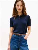 Pure Cotton Cable Knit Polo Jumper