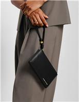 Faux Leather Braided Wristlet Purse