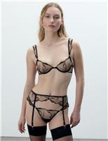 Bluebella Marabel Embroidered Sheer Suspender Black