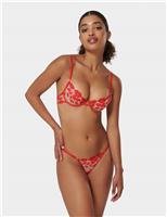 Marian Embroidered Sheer Thong