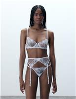 Bluebella Marseille Embroidered Mesh Suspender Red