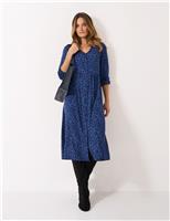 Jersey Animal Print Button Through Midi Dress