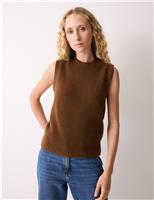 Jigsaw Pure Cashmere Crew Neck Knitted Vest Brown