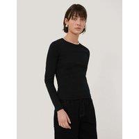 Jigsaw Cotton Rich Ribbed Slim Fit T-Shirt Black