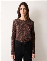 Pure Cotton Feather Print Slim Fit T-Shirt