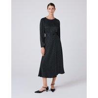 Ghost Polka Dot Midi Skater Dress Black Mix