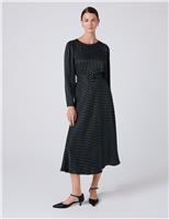 Ghost Polka Dot Midi Skater Dress Black Mix