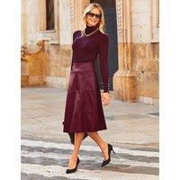 SOSANDAR Midi A-Line Skirt Burgundy