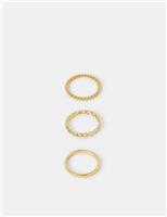 ACCESSORIZE 3 Pack 14ct Gold Plated Stacking Rings Gold