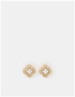Gold Plated Clover Stud Earrings