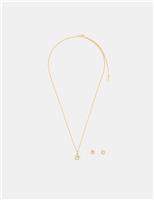 14ct Gold Plated Diamante Necklace & Earrings Set