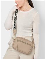 Katie Loxton Faux Leather Metallic Cross Body Bag Dark Navy