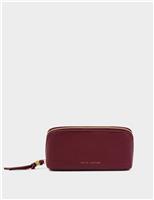 Faux Leather Fold-Out Mirror Make-Up Bag